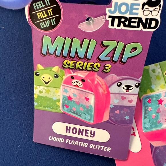 12pc Joe Trend Mini Zip Liquid Floating Glitter Zipper purse w backpack clips - Picture 11 of 12